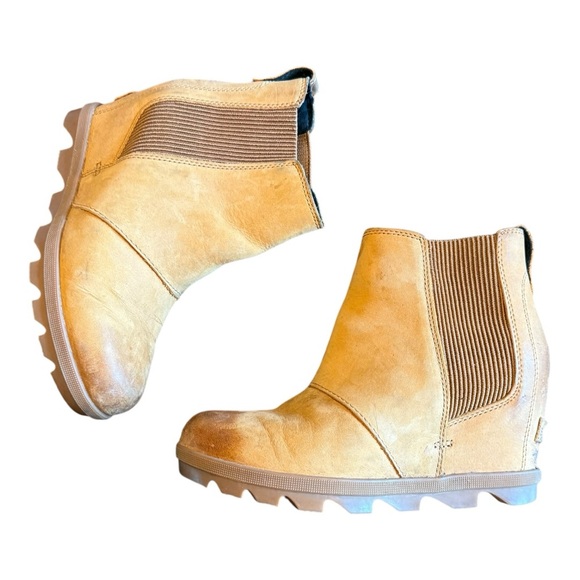 Sorel Lea Wedge Joan of Arctic Chelsea Wedge Camel Brown Black 7 - Picture 3 of 14